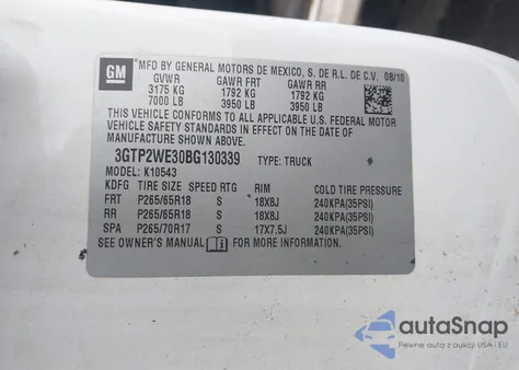 2011 GMC Sierra 1500 Slt from USA, damaged, VIN 3GTP2WE30BG130339